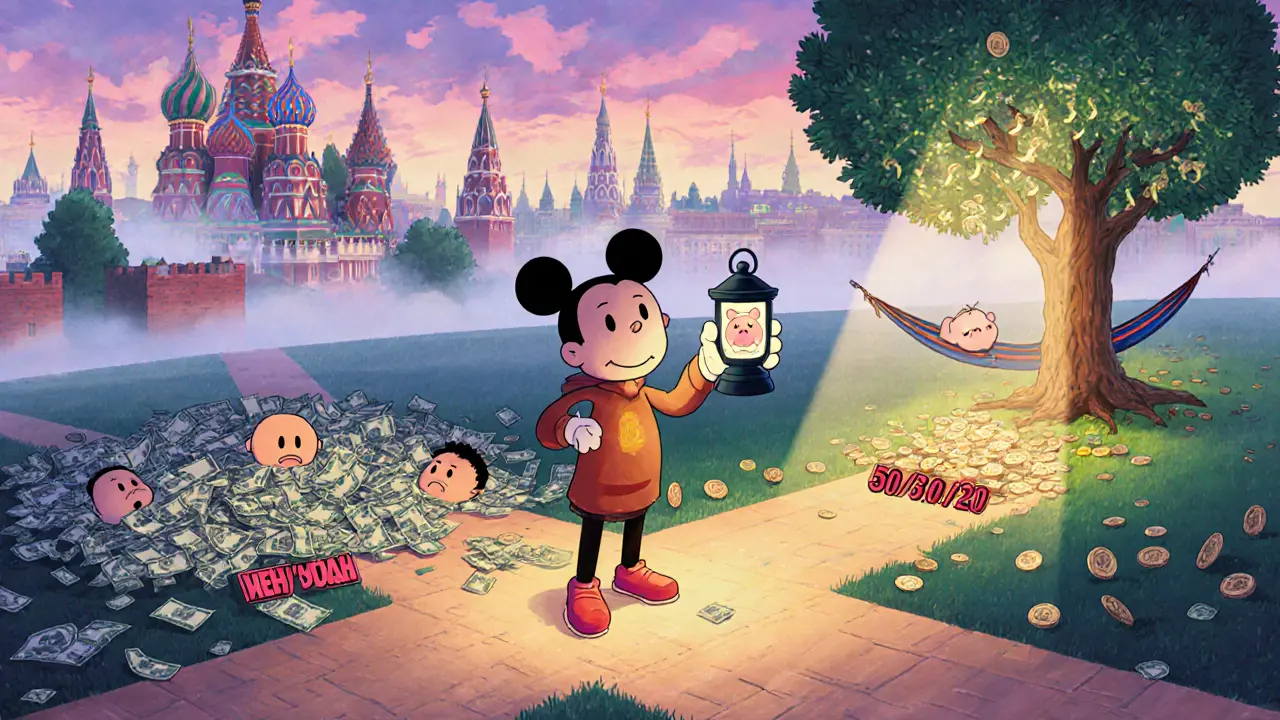 Человек стоит на перекрестке: хаос или финансовая свобода.