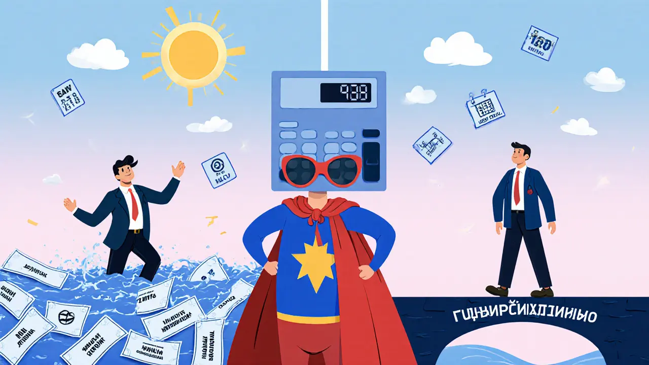 Суперкалькулятор сравнивает два типа кредитов: аннуитетный и дифференцированный, на фоне двух путей.