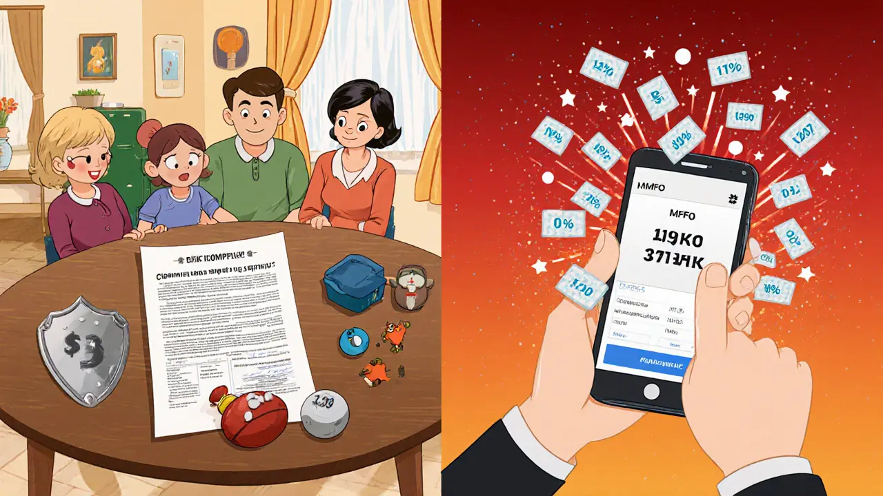 Семья планирует бюджет с кредитом, в то время как другой человек паникует перед растущими процентами займа.