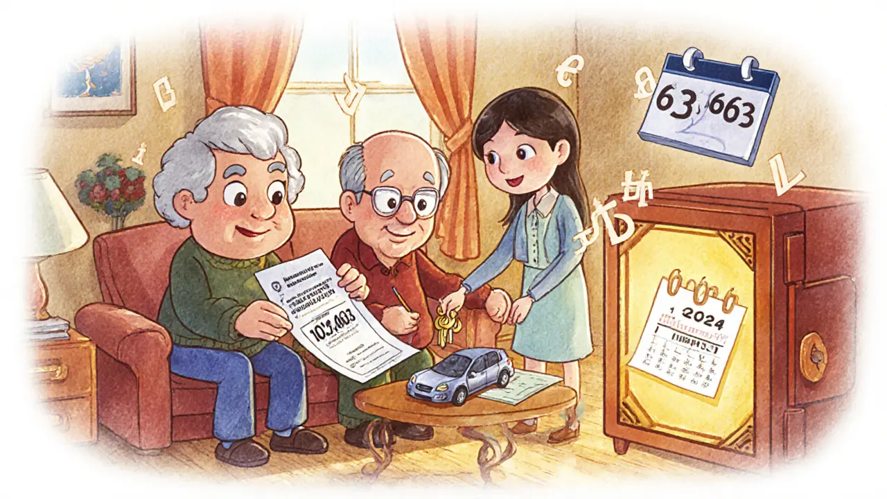 Семья в гостиной передаёт ключи от машины, подписывает депозит с 10,5% годовых, ребёнок кладёт маткапитал в сейф.