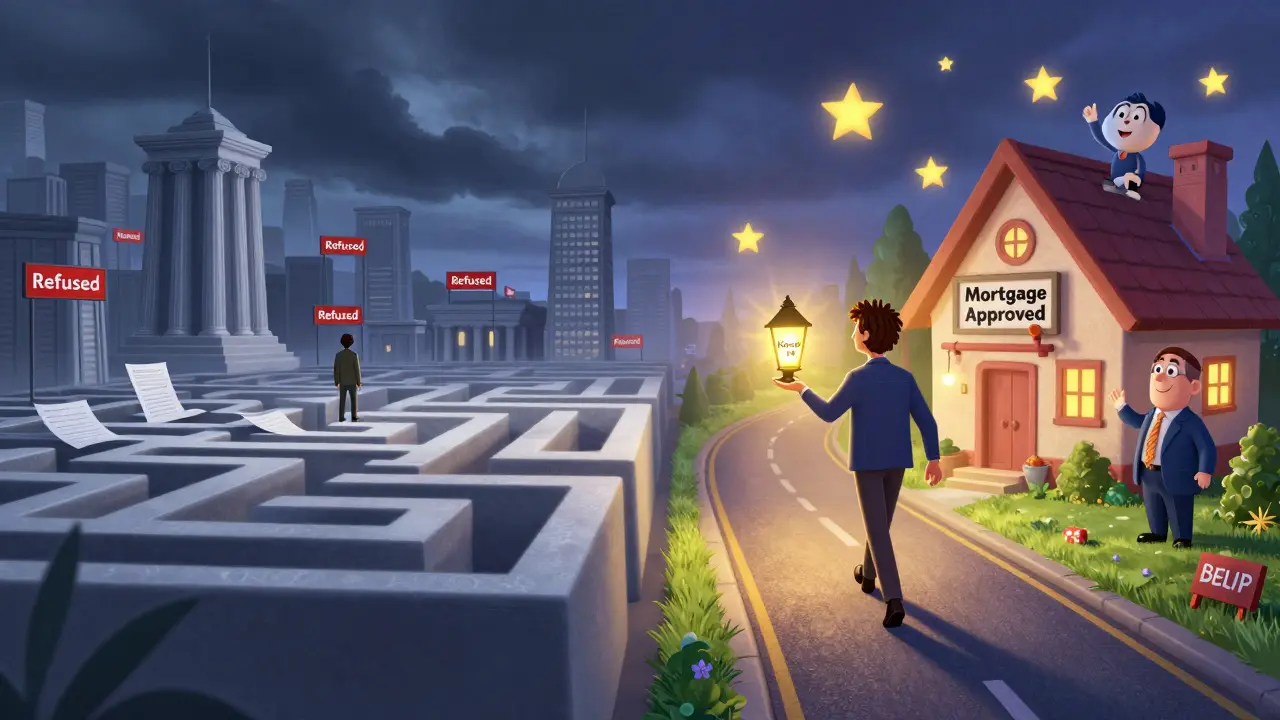 Два пути: один ведет к отказам, другой — к одобрению кредита с помощью честного брокера.