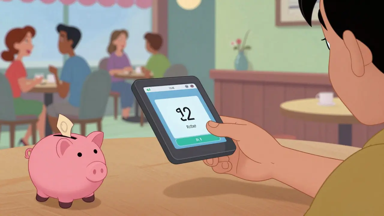 Округление покупки кофе, сумма автоматически переводится в копилку