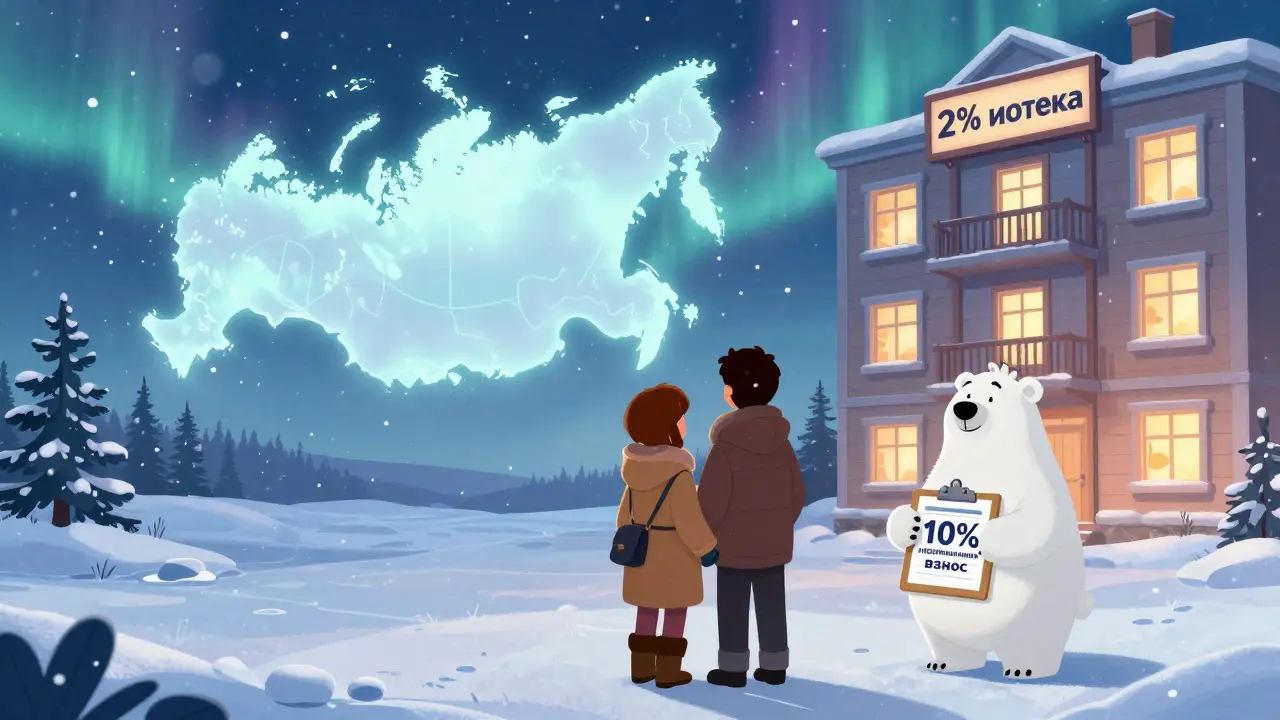 Пара в Арктике покупает новостройку по ипотеке под 2% с первоначальным взносом 10%.