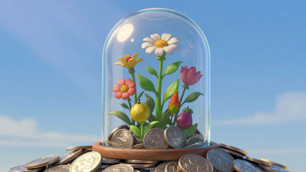 Безопасный сейф с растущими активами на синем небе