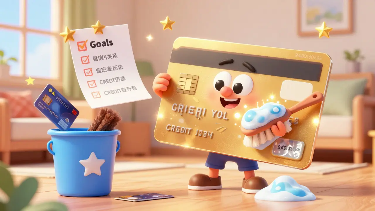 Человек наводит порядок в своих финансах, очищая кредитные карты.