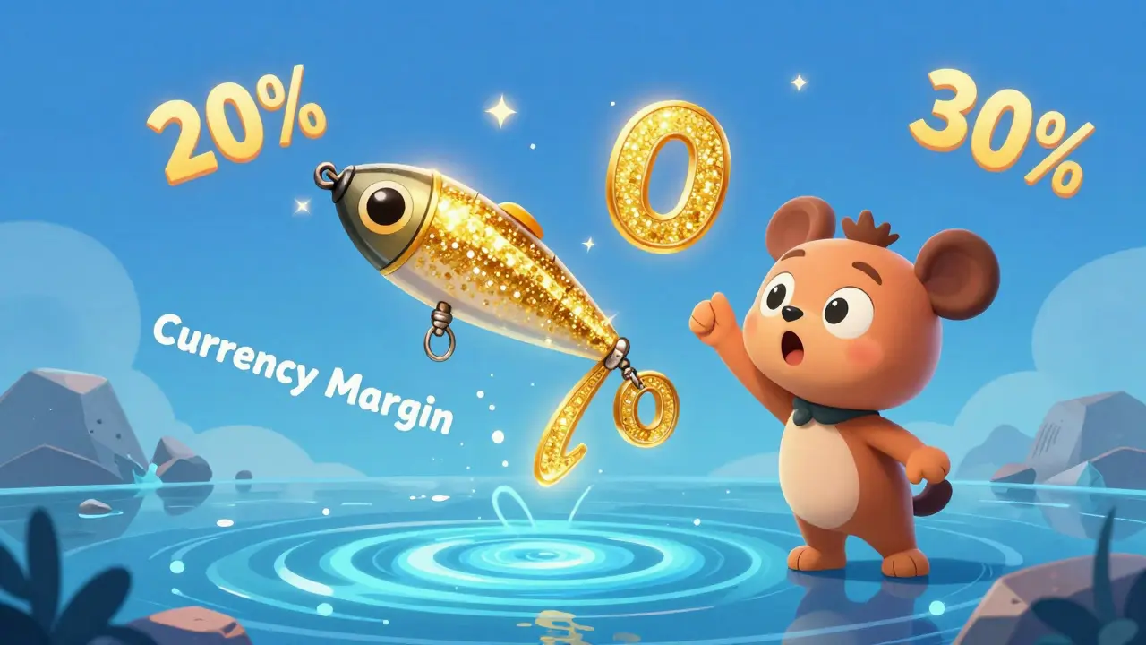 Персонаж заинтригован блестящим процентом, не замечая скрытых рисков внизу