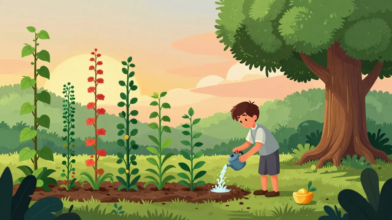 Спокойный инвестор в саду из растущих акций и устойчивых деревьев-облигаций.