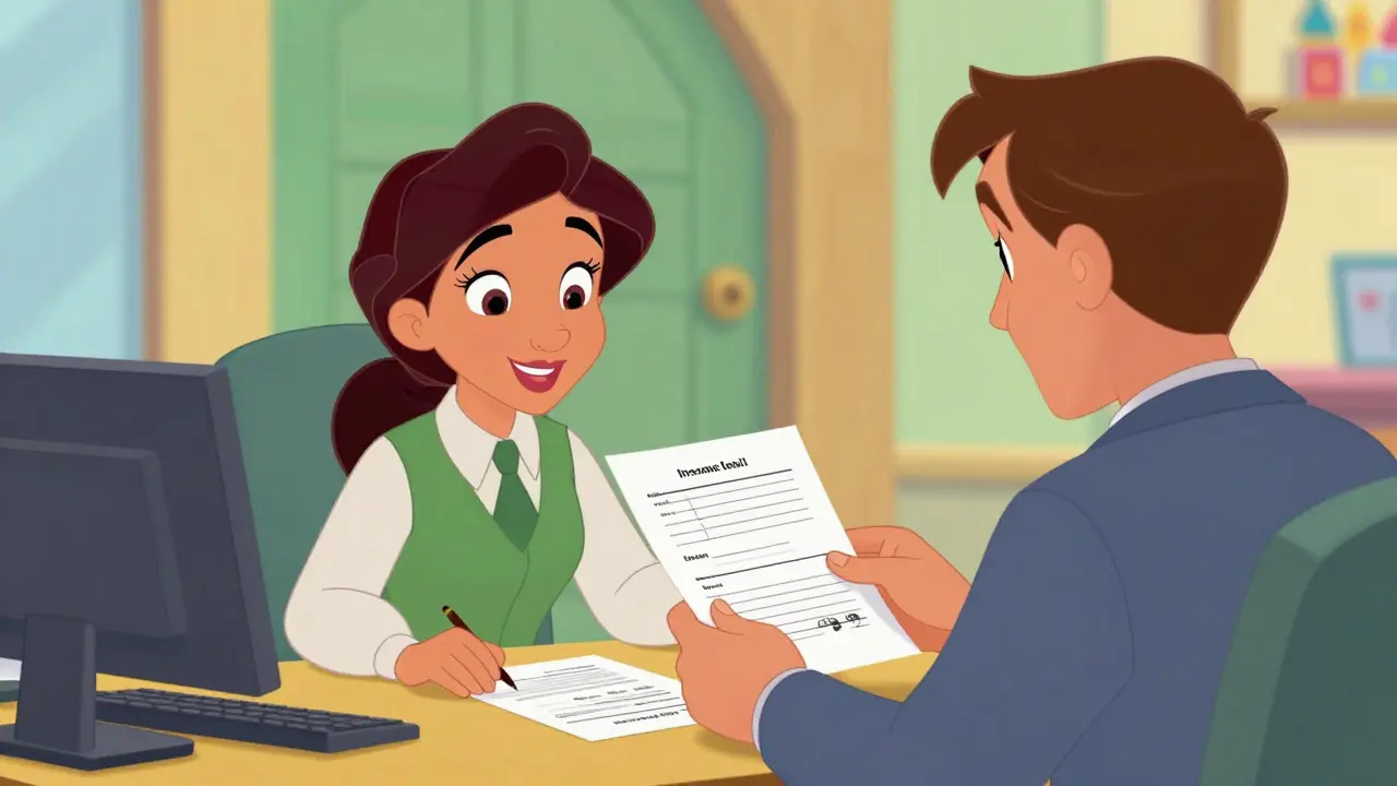 Водитель такси заполняет заявку на кредит в банке