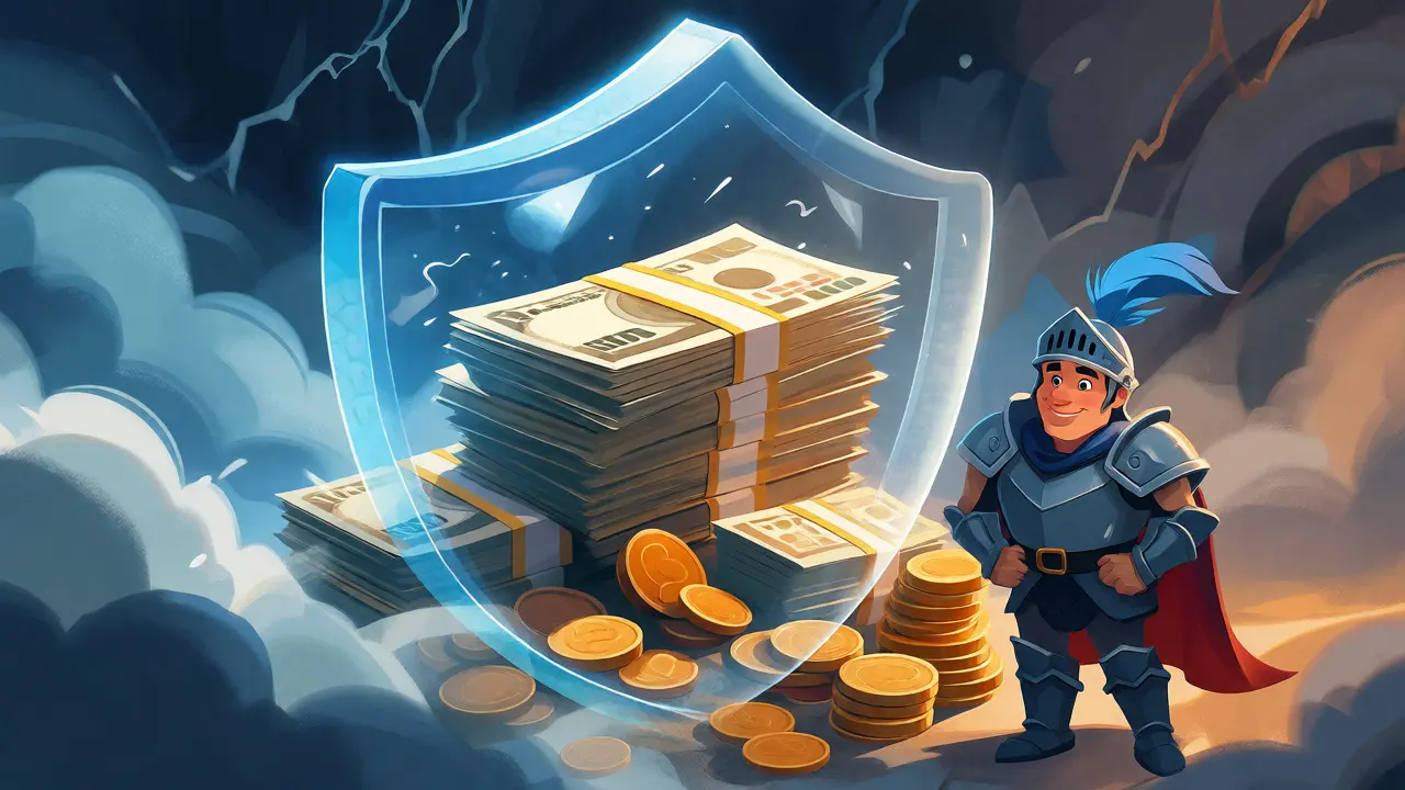 Деньги защищены светящимся щитом от инфляции